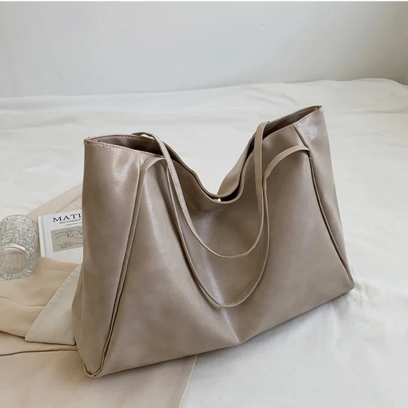 RPXBGUCKARHG Vintage Damen Tote Bag – Große PU-Leder Schultertasche, Harajuku-inspirierte Casual Handbag für Alltag & Shopping