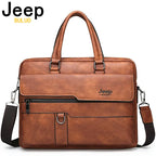 JEEP BULUO Herren Business Aktentasche aus Rindsleder – Elegante Büro- &amp; Laptoptasche for 14 Zoll Laptop &amp; A4-Unterlagen