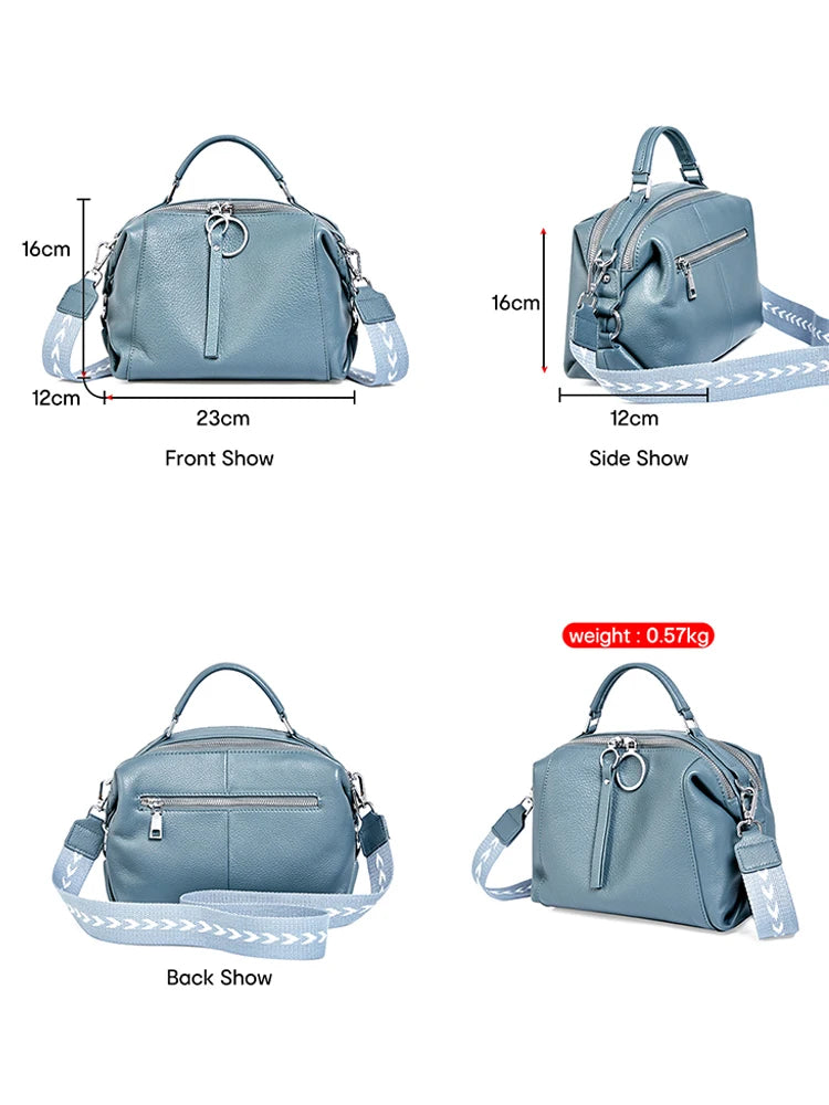 ZENCY Elegante Damen Handtasche aus echtem Leder – Geräumige Schulter- & Crossbody Tote Bag mit zwei Riemen, stilvolles Design für Alltag & Business