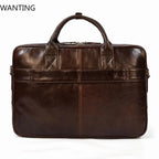 WANTING Luxus Leder Aktentasche aus echtem Rindsleder – Weiche Business Laptoptasche für 14–15,6 Zoll Laptop, elegante Schulter-Briefcase für Damen & Herren