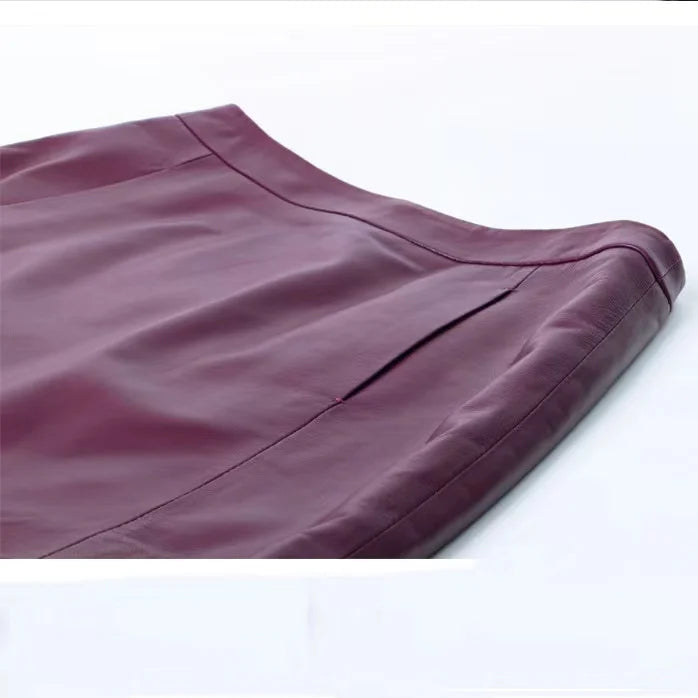 Damen Minirock aus echtem Lammleder – Hochtaillierter A-Line Lederrock, Slim Fit, Frühling & Herbst, moderner Y2K Style