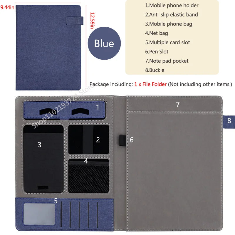 Mapa de cartera de cuero A4 multifuncional: documentos ejecutivos y prácticos organizadores para negocios y oficinas 