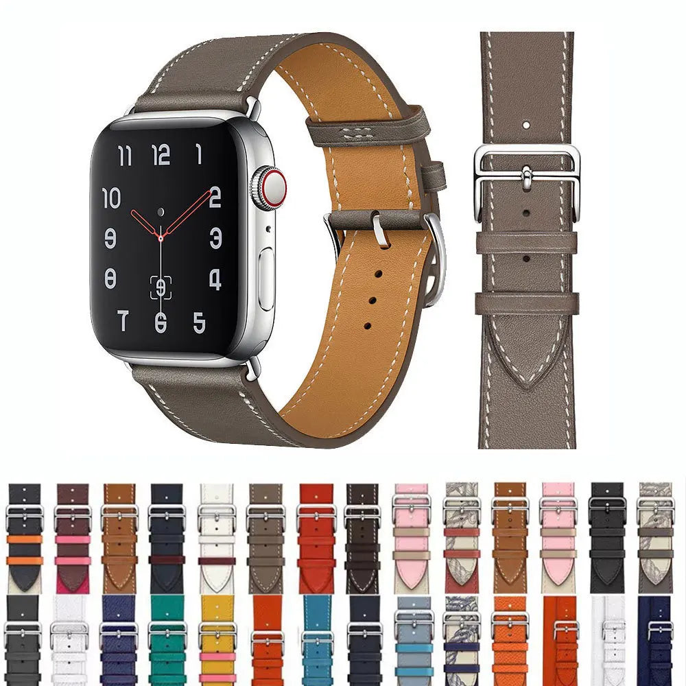 Echtes Lederarmband für Apple Watch – Hochwertiges iWatch Armband 38–49 mm für Series SE, 3–10 & Ultra mit Metallschließe