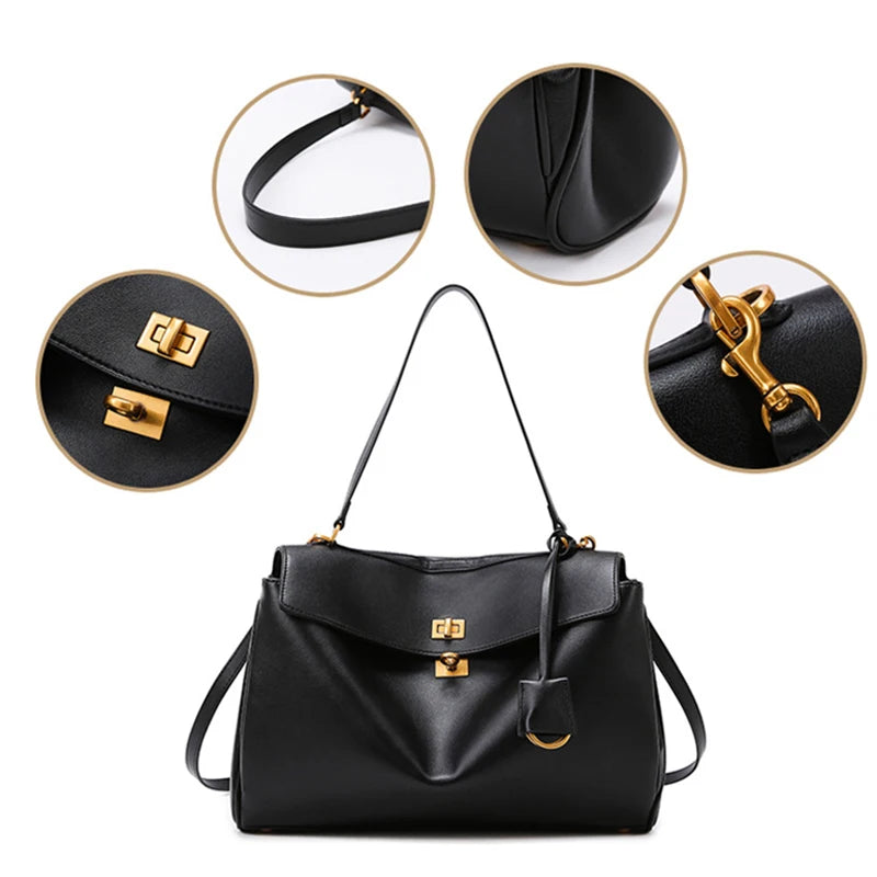 Große Damen Business Tote Bag aus weichem Leder – Hochwertige Pendler- & Reisetasche mit viel Stauraum, Schulter- & Crossbody-Handtasche