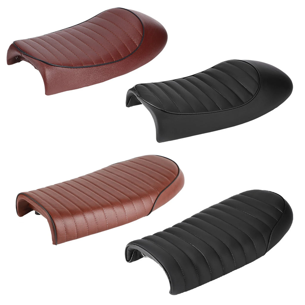 Vintage Café Racer Motorradsitz aus PU Leder – Flacher Retro Sattel para CG125, GN y CB400SS 