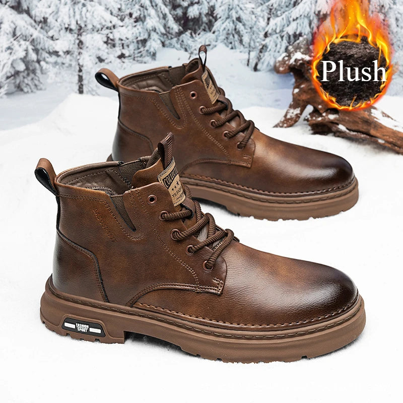 UXST Herren High-Top Ankle Boots – Retro British Motorrad- & Outdoor Boots, PU-Leder, 2025 Edition, Größen 35-50
