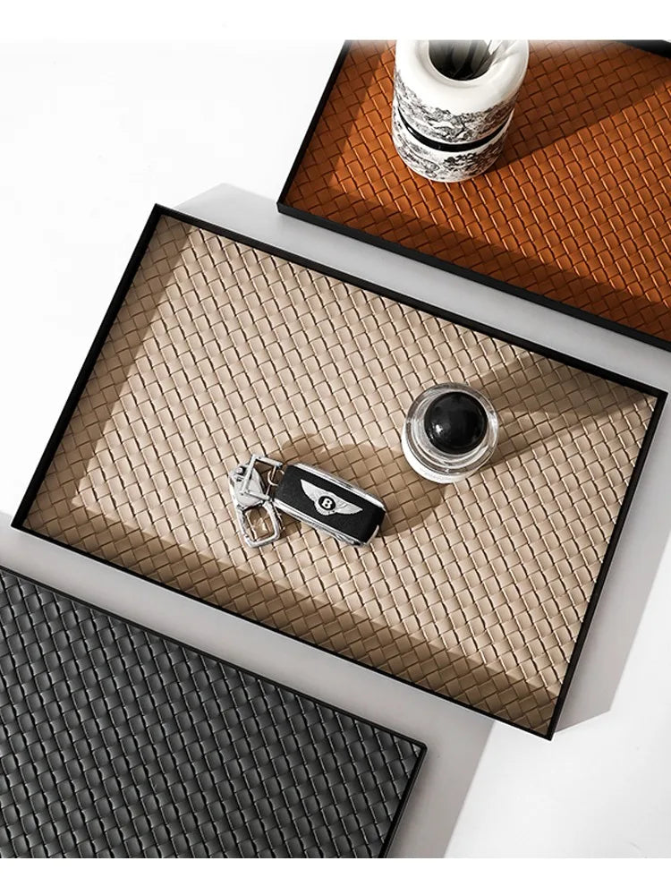 Moderne Leder-Metall Ablageschale im Light-Luxury Stil – Elegantes Schmuck- &amp; Schlüsseltray für Flur, Wohnzimmer &amp; Büro 