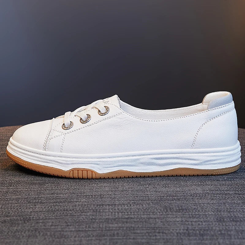 Damen Leder Sneaker Slip-On – Luxus Casual Schuhe aus echtem Leder, flache Designer-Sneakers für Frühjahr & Sommer