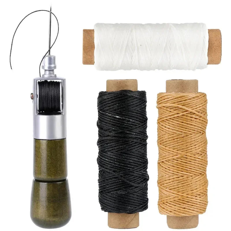 Fenrry Leder Nähahle Set – Manuelle Handnähmaschine mit Wachsgarn & Nadeln für Leder, Canvas & Schusterarbeiten