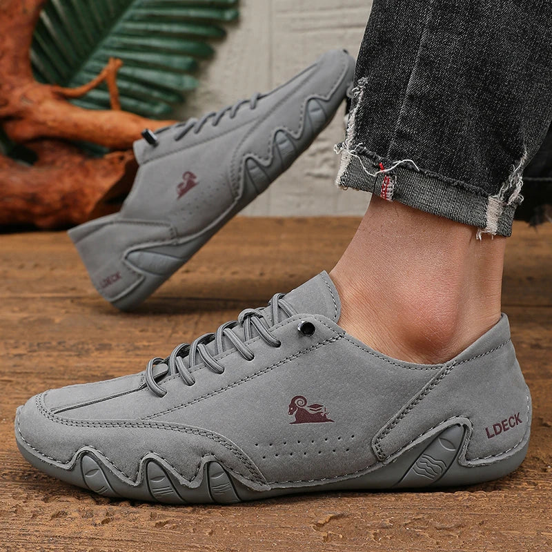 Herren Low-Cut Leder Sneaker Loafer – Weiche Slip-On Freizeitschuhe mit rutschfester Sohle, Große Größen für Frühjahr & Sommer 2025