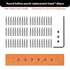 WUTA Austauschbare Rundloch- & French-Style Schlagköpfe – 20-teiliges Zubehörset für 3. Generation Leder Stichwerkzeuge