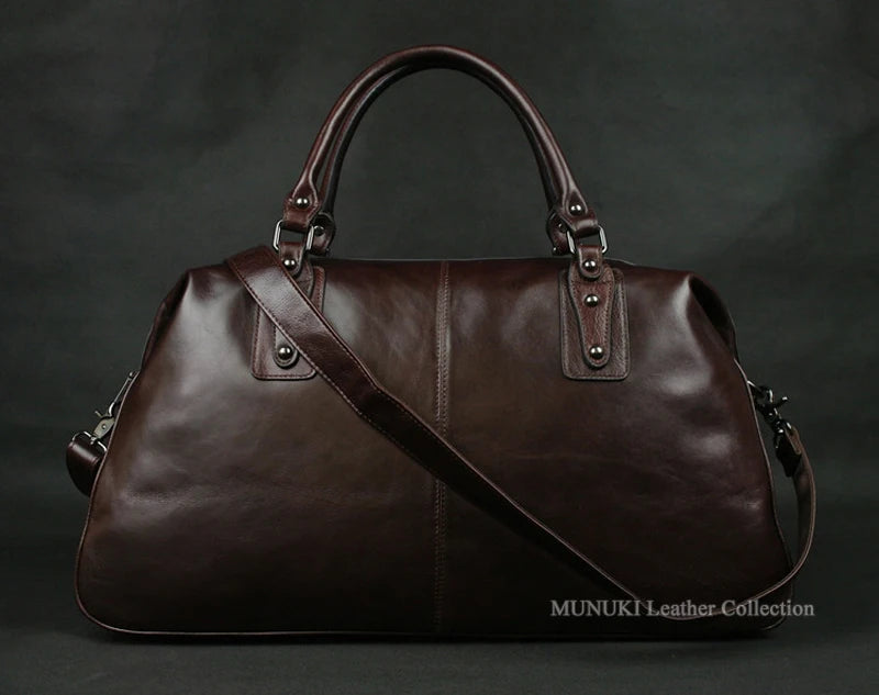 MUNUKI Hochwertige Leder Reisetasche für Herren – Große Duffel Bag aus echtem Rindsleder als Tote-, Schulter- & Wochenendtasche