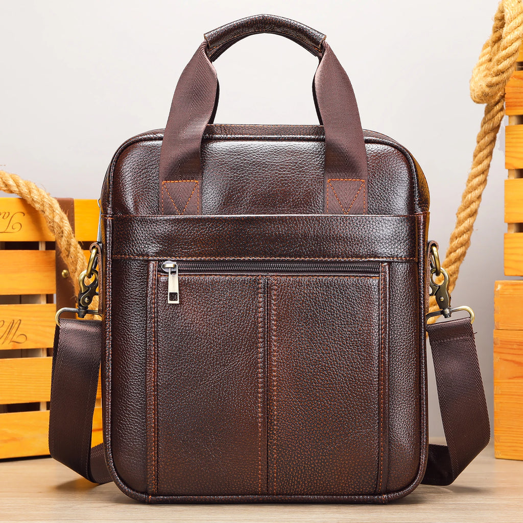 LUKZIJAES Herren Leder-Messenger Bag – Verstellbare Schultertasche & Crossbody Bag für Arbeit, Business und Reisen