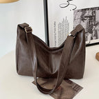 Vintage Damen Tote Bag aus PU-Leder – Große Maillard Schulter- & Crossbody-Tasche, stilvolle Commuter Handtasche mit Struktur