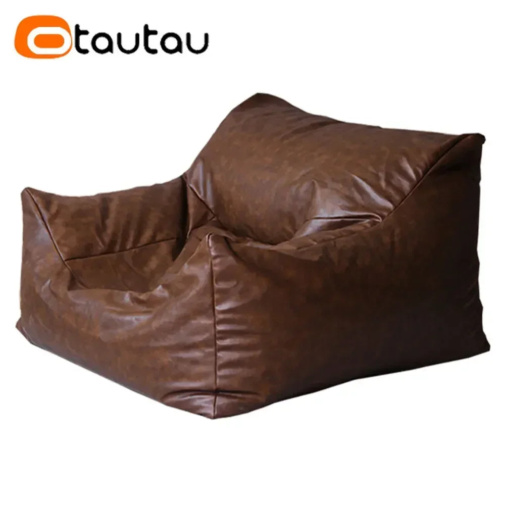 King Size Sitzsack Bezug aus Kunstleder – Bequemer Bean Bag Sofa Cover ohne Füllung für Gaming, Filme & Entspannung