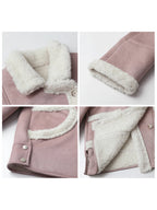 CHIC VEN Damen PU Lederjacke – Lockere Einreihige Motorradjacke mit Wildleder-Einsätzen, Casual Herbst &amp; Winter Mantel 2025 