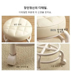 Niedriger Rundhocker mit Rollen aus PU-Leder – Gepolsterter Schuhwechselstuhl mit dicker Schaumstoffpolsterung, wasserfest &amp; mobil 