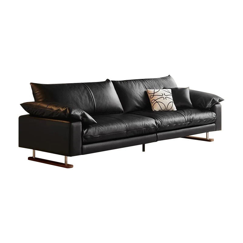 Vintage Designer Leder Sofa aus Massivholz – Elegantes Luxus Lounge Sofa für das Wohnzimmer aus echtem Leder
