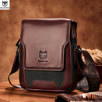 BULLCAPTAIN Herren Leder Messenger Bag – Casual & Business Crossbody Bag aus Echtem Leder