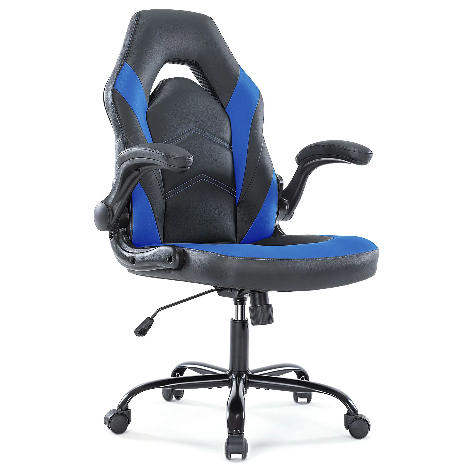 JHK Ergonomischer Bürostuhl & Gaming Chair aus PU-Leder – Höhenverstellbarer Racing Drehstuhl mit klappbaren Armlehnen für Homeoffice & Computer