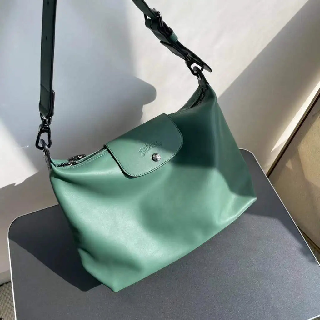 Longchamp Damen &amp; Herren Schultertasche – Grand sac fourre-tout en cuir de qualité supérieure, sacs à main et bandoulière, blanc d'eau