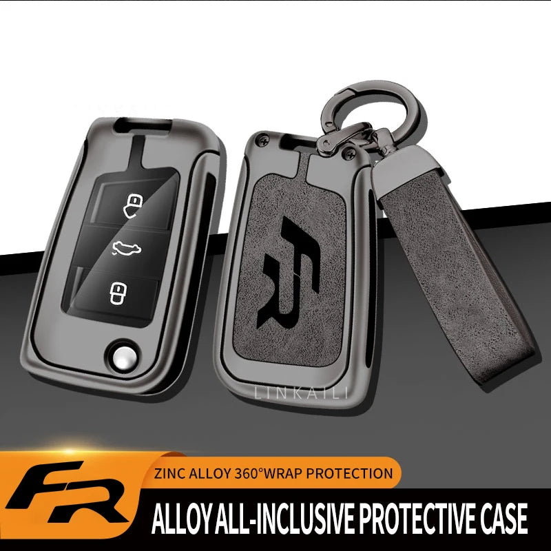 Premium Autoschlüssel Hülle aus Zinklegierung & Leder für SEAT – High-End Key Case Cover für Ateca, Leon FR 2 & Ibiza