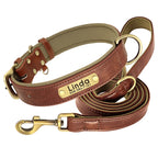 Customized Leder-Hundehalsband & Leinen-Set – Weiches, Gepolstertes Leder für Kleine, Mittelgroße und Große Hunde mit Kostenloser Gravur