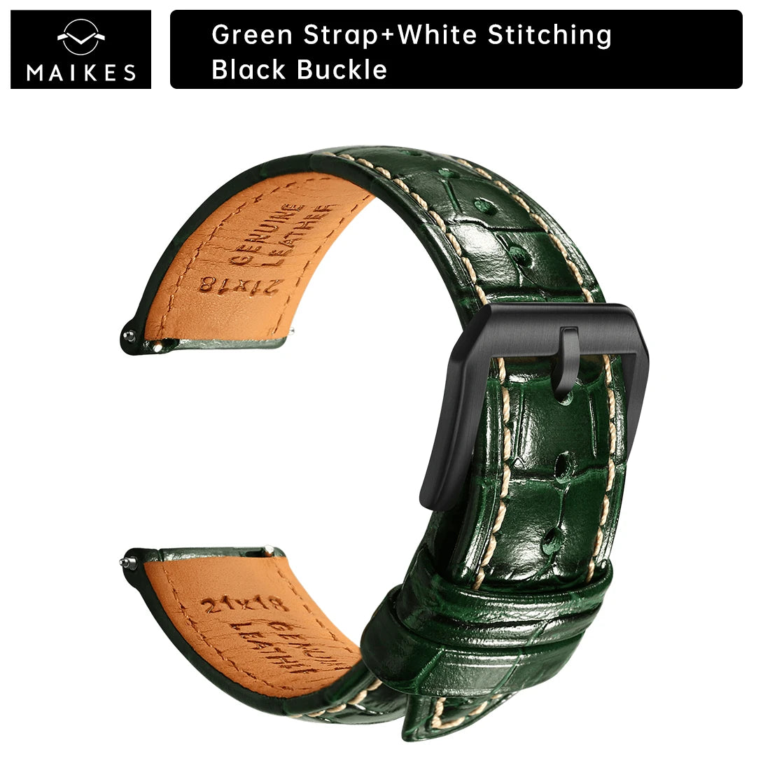 MAIKES Luxus Leder Uhrenarmband mit Quick Release – 20 mm / 21 mm / 22 mm Premium Armband mit Butterfly-Schließe für elegante Armbanduhren