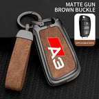 Premium Autoschlüssel Hülle aus Zinklegierung &amp; Leder für Audi A3 (8L/8P/8V), S3 &amp; RS3 – Elegante funda para llave con soporte para llaves