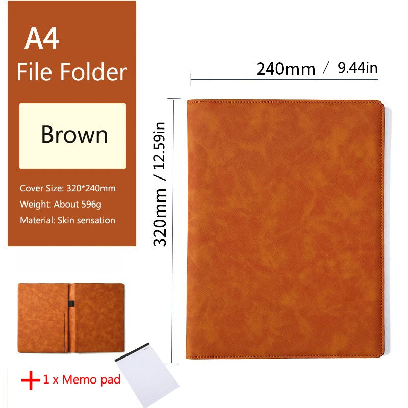 Braune Leder A4 Business Padfolio Mappe – Executive Dokumentenmappe mit Magnet-Clip &amp; Kartenfächern 
