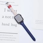 Schmales Lederarmband für Apple Watch – Elegantes Slim Leather Strap für Damen 38–45 mm & Ultra 49 mm mit Metallschließe