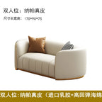 Luxuriöses Vollleder Designer-Sofa – Modernes 2,8 m Lounge-Sofa aus Rindsleder mit Latex-Polsterung, nordischer Light-Luxury-Stil pour Wohnzimmer &amp; Flur