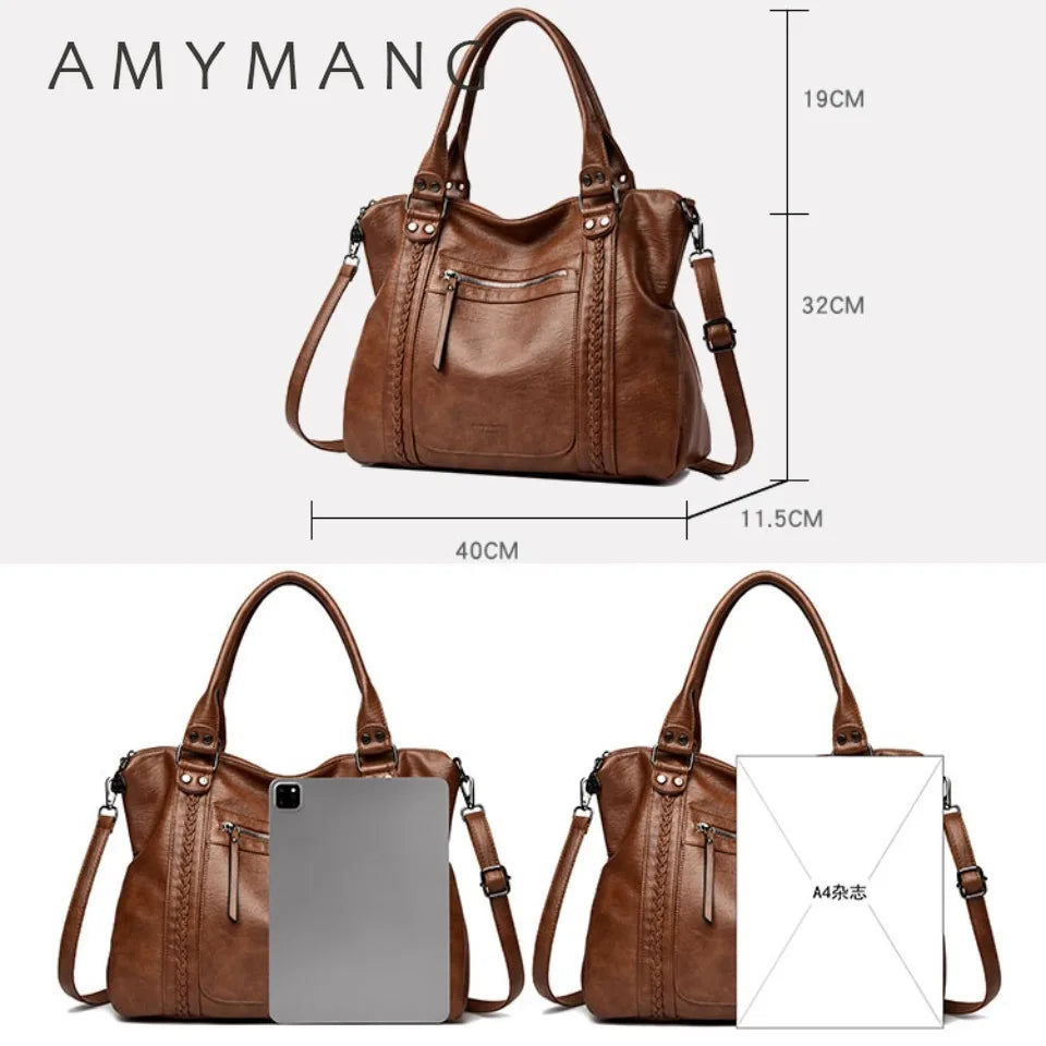 AMYMANG Damen Schultertasche aus echtem weichem Leder – Luxuriöse Crossbody &amp; Casual Tote Handtasche