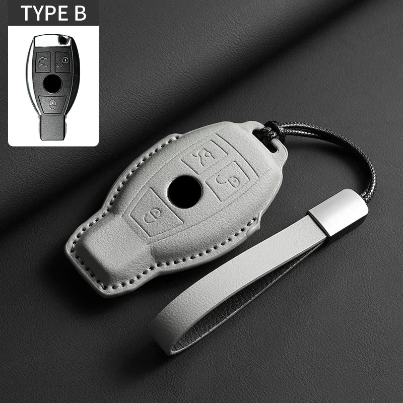 Étui de clé de voiture en cuir souple pour Mercedes-Benz – Étui de clé de qualité supérieure pour A, C, E, S, G-Klasse, GLC, CLA, GLB, GLS, GLA (W177/W205/W213/W222/X167)