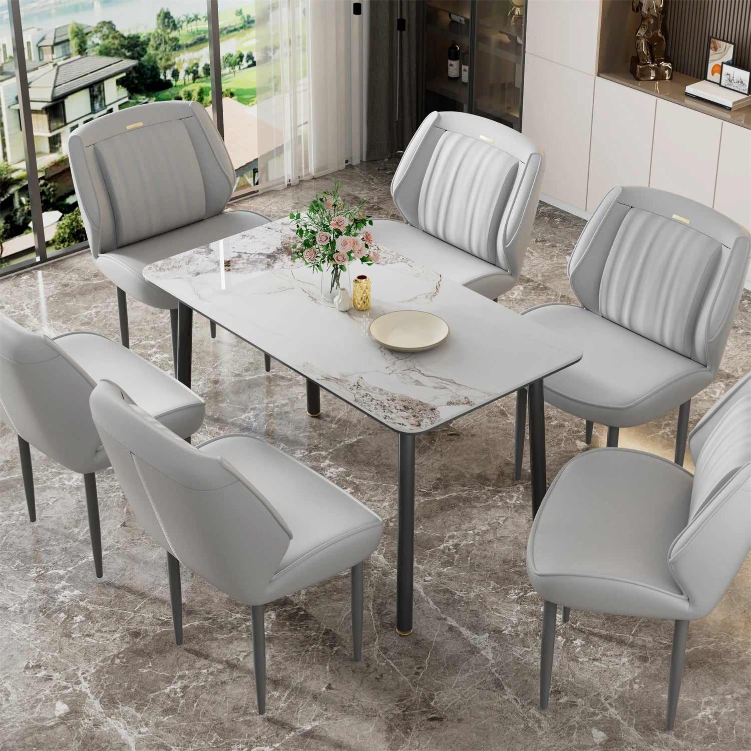 2er Set Hochwertige Esszimmerstühle aus Kunstleder – Moderne, Armlehnenlose Designer-Stühle für Küche, Wohnzimmer & Restaurant