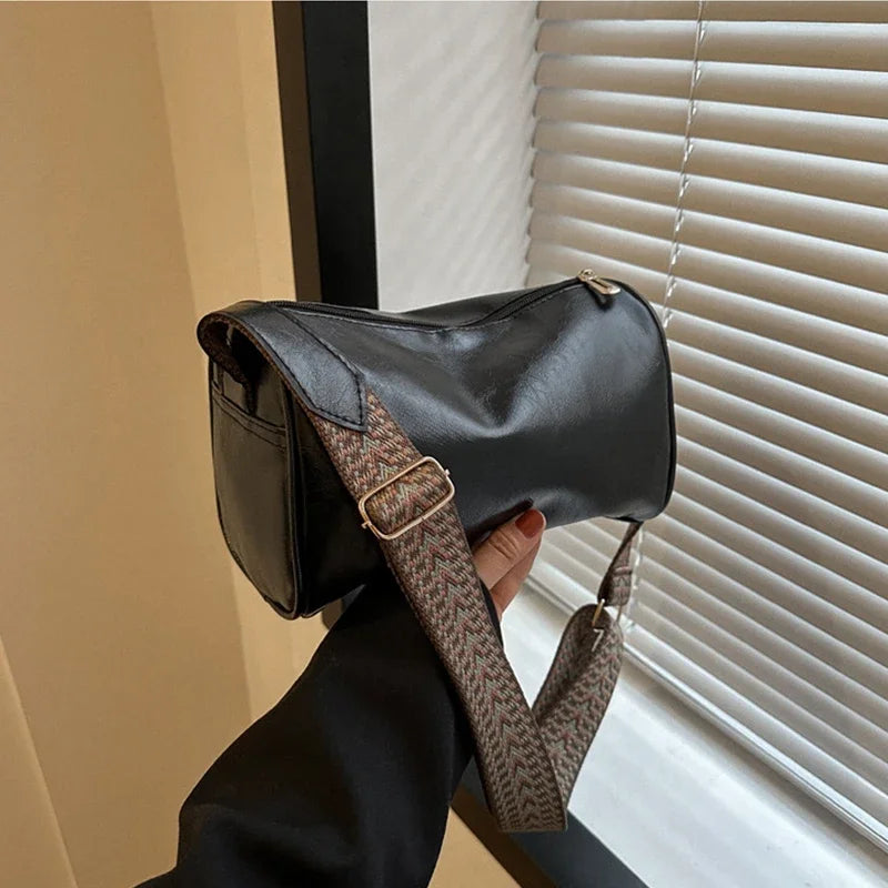 Vintage PU-Leder Boston Handtasche für Damen – Petit sac à bandoulière Pillow, Modische Schultertasche für Casual &amp; Reisen