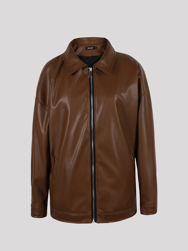 Mauroicardi Herren PU Lederjacke Schwarz – Luxuriöse, weiche Designerjacke mit Reißverschluss für Frühling & Herbst