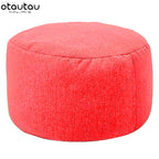 OTAUTAU Runder Sitzpouf aus Baumwoll-Leinen (30 cm) – Bean Bag Ottoman mit Füllung, minimalistischer Fußhocker & Tatami Bodensitz