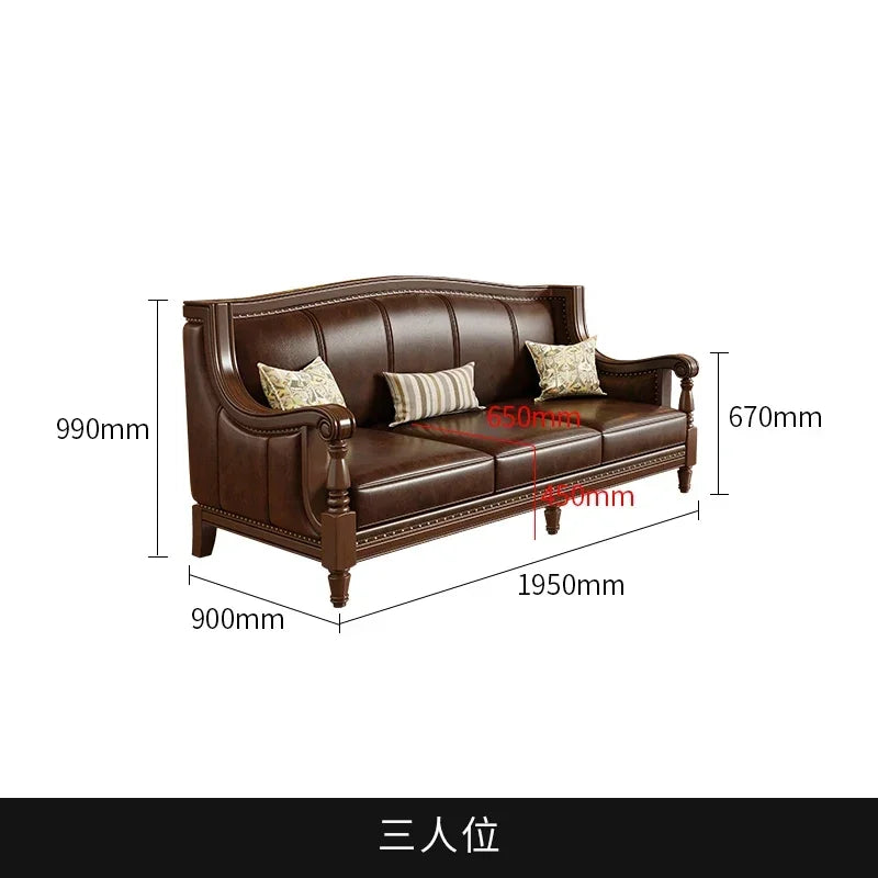 Lujoso sofá de cuero de diseño en estilo Chesterfield: sofá relax con asiento con almohada de alto rebote, moderno sofá lounge para habitaciones y jardines de invierno