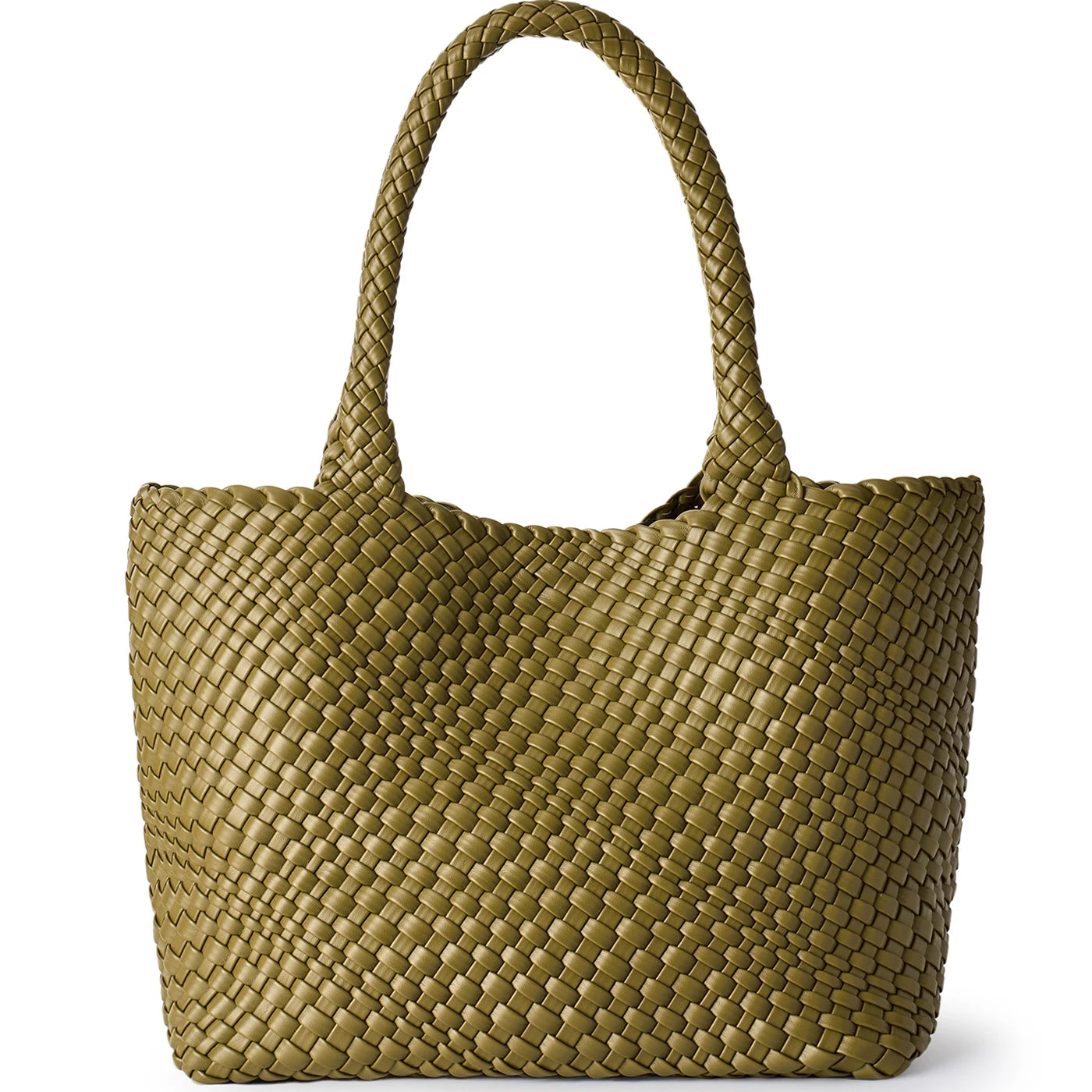 Woven Tote Bag für Damen – Veganes Leder, Große Schultertasche & Strandtasche, Vielseitige Reise- und Alltagstasche