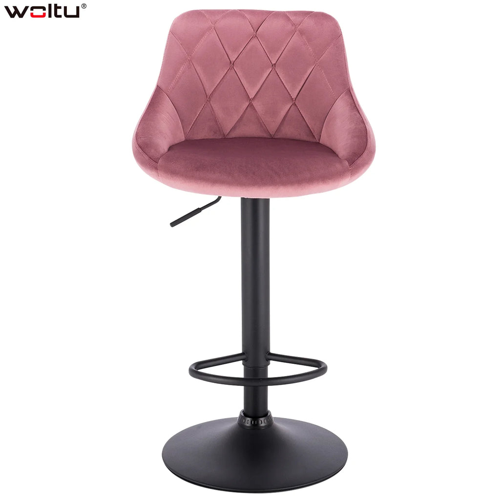 WOLTU Höhenverstellbarer Barhocker – Drehbarer Barstuhl aus Leder ou Samt mit Rückenlehne &amp; Fußstütze