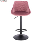 WOLTU Höhenverstellbarer Barhocker – Drehbarer Barstuhl aus Leder ou Samt mit Rückenlehne &amp; Fußstütze