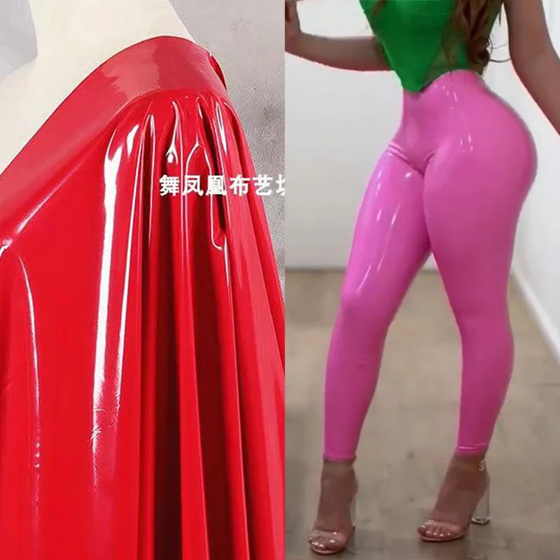 Damen Wet Look Faux Leder Leggings – Seamless High Waist, Skinny Slim Fit & Bodycon Pencil Pants in glänzender Lederoptik