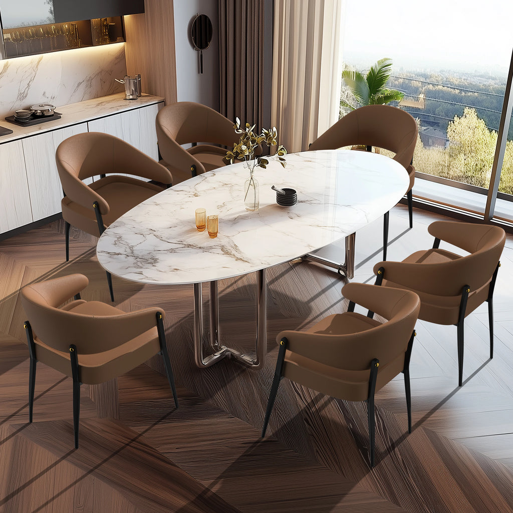 Set aus 2 luxuriösen Esszimmerstühlen aus Mikrofaserleder – Gepolsterte Dining Chairs mit Armlehnen für Küche, Restaurant, Hotel & Büro