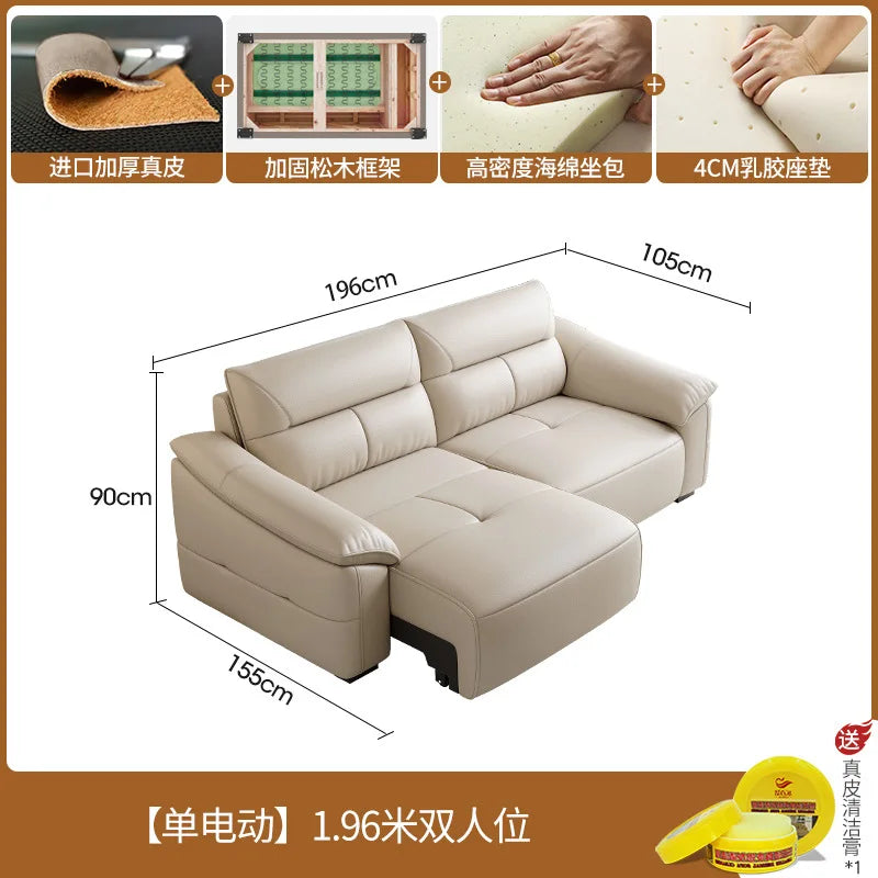 Leder Schlafsofa 2025 – Intelligentes elektrisches Sofa Bett für kleine Wohnungen, multifunktionales Faltsofa im Light-Luxury Design