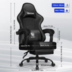 AUTHMIC Silla ergonómica para juegos con asientos – Verstellbarer PU-Leder Bürostuhl mit Lordosenstütze &amp; Liegefunktion für Home Office &amp; Gamer