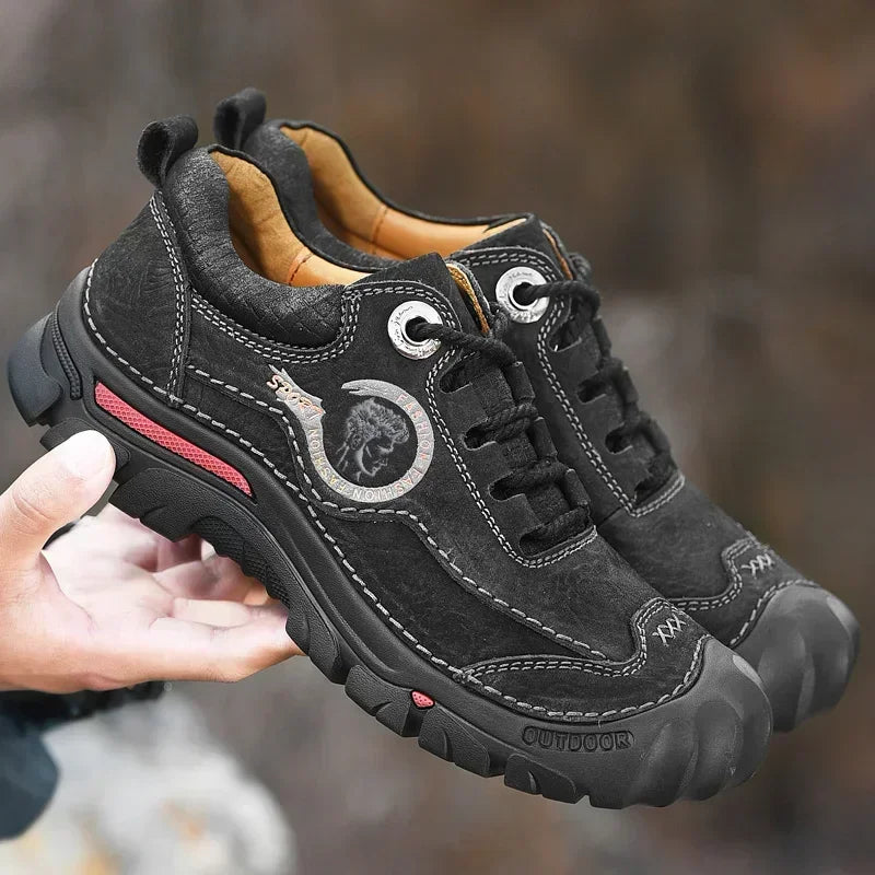 HNZPXW Herren Leder Sneaker – Atmungsaktive Sportschuhe für Alltag, Outdoor, Wandern & Reisen