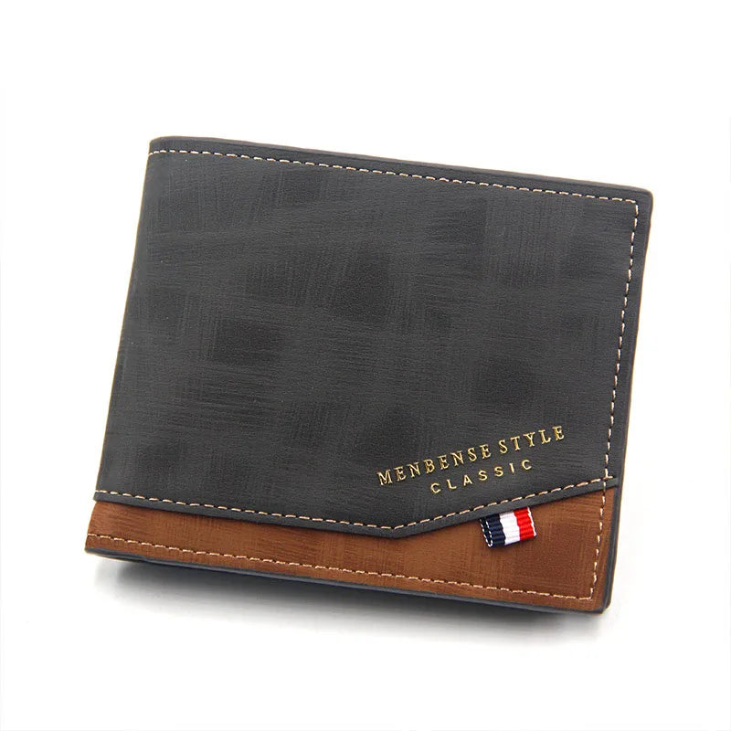 Kurze Herren Geldbörse – Slim Wallet mit Münzfach, Fotofach & Kartenhaltern aus Frosted PU-Leder