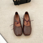 ohmmayby Damen Ballerina Flats 2025 – Frühling Mary Jane Schuhe mit Butterfly-Knoten, Bequeme Leder Flats für Party und Alltag