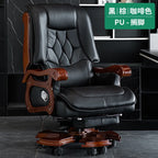 Business Burostuhl aus Leder mit Massagefunktion – Verstellbarer Executive Drehstuhl mit Liegefunktion &amp; Armlehnen for Büro &amp; Homeoffice